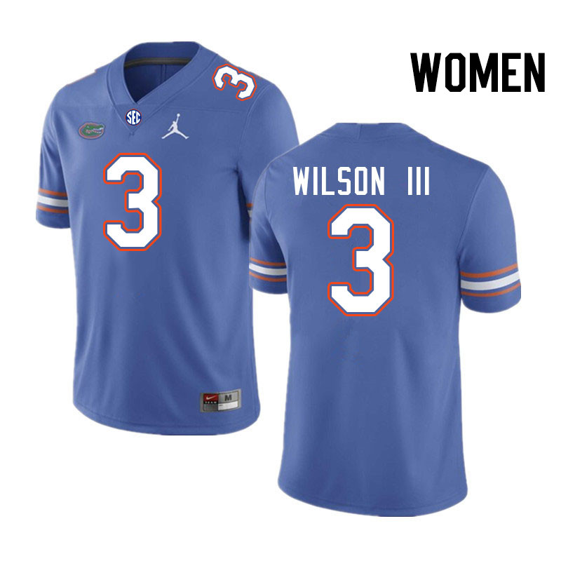 Women #3 Eugene Wilson III Florida Gators College Football Jerseys Stitched-Royal